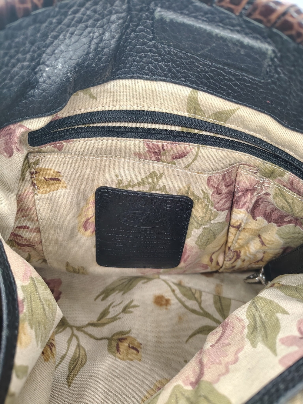 Vintage Brighton Leather Hobo Bag with Floral Linen Interior